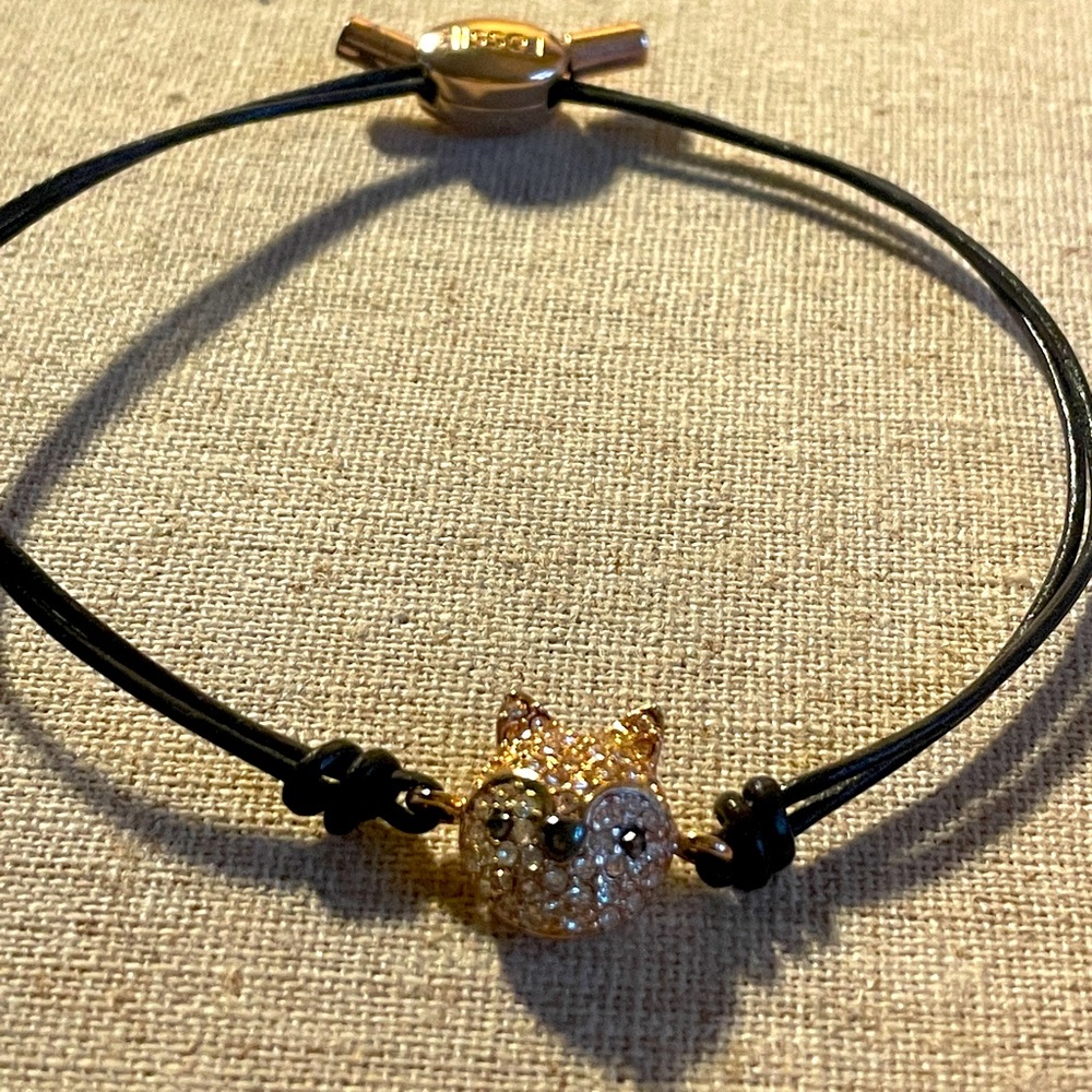 Fossil Pave rose gold fox adjustable bracelet.